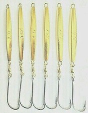 6 - New  A-47 Ava Gold  Diamond Jigs 4 oz. Bluefish-Stripers
