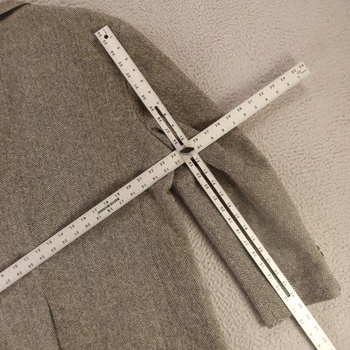 VTG Tweed Jacket L LT Gray Herringbone 100% Wool Blazer Sport Coat 44L - Picture 14 of 15