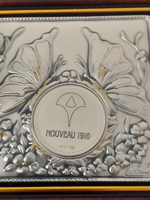 イタリアaccaヴィンテージの小物入/銀レリーフ VTG Castellani ACCA Italian Wood & Silver Trinket Box 925 Sterling