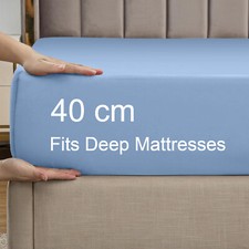 Extra Deep 40 CM Fitted Sheet Single Double King Super King Size Bed Sheets Uk