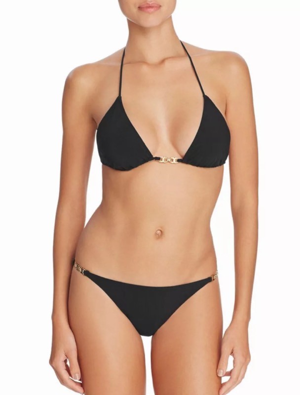 NWT $220 Tory Burch Black Gemini Link Sz S Halter Top & Sz XS Bottom