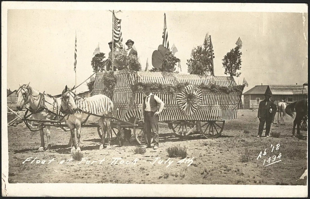 Fort Rock Oregon Horse Drawn Float Independence Day 4th of July Parade