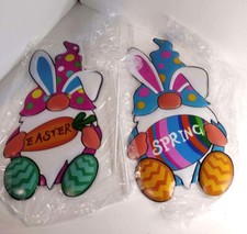 Easter Decorations Outdoor Set of 2 Metal Easter Gnomes Yard Signs Outdoor