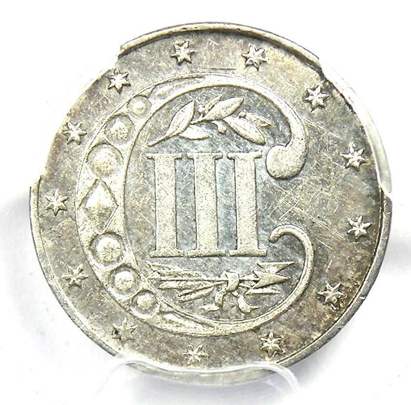 1867 Three Cent Silver Coin 3CS - Certified PCGS UNC Details (MS) - Rare Date! - Image 4 of 4