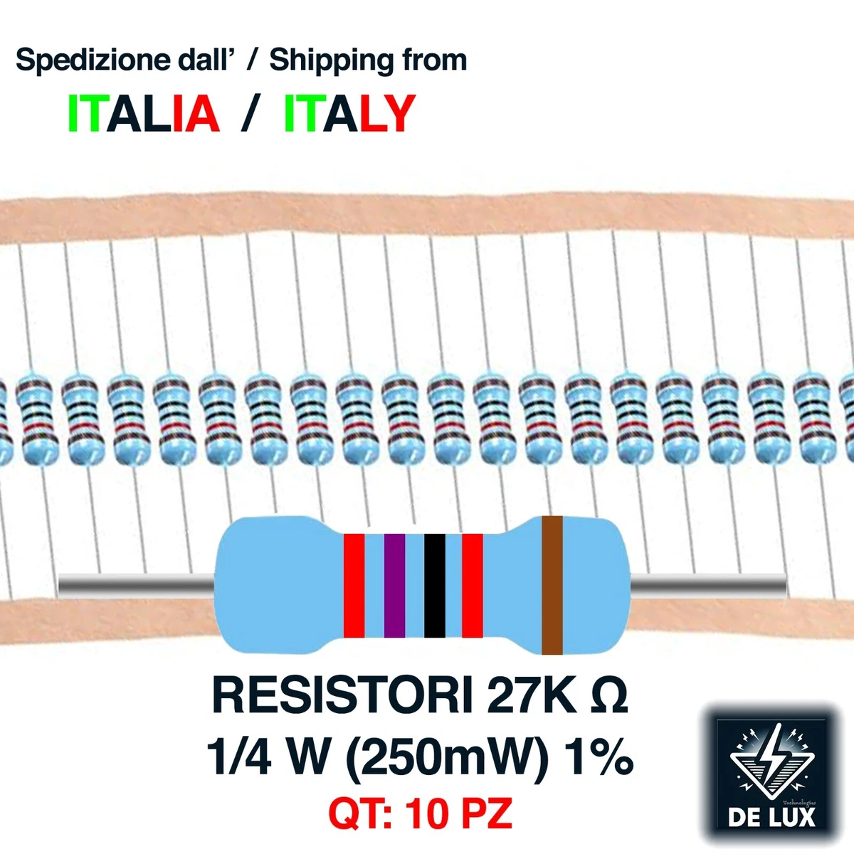 2pz Resistenze 5W 0,27 ohm a filo 1/6008
