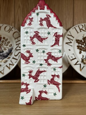 Emma Bridgewater inspiriertes dekoratives Keramikhaus rotes Rentier Design 17 cm