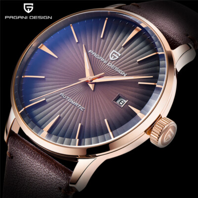 PAGANI Design Men's Watches Classic Mechanical Brown Leather Automatic Watch Box