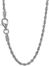 14k Yellow Or White Gold 2.2mm Diamond-Cut Rope Bracelet Necklace