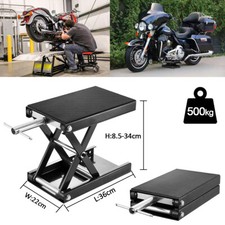 BLACK 500KG Motorbike Motorcycle Table Bench Workshop Scissor Lift Jack Stand