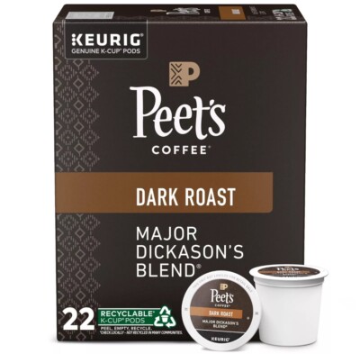 Dark Roast Major Dickason's Blend Peet s Keurig K-Cup Coffee Pods, 22 Count
