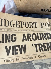 Astronaut John Glenn Orbits Earth  1962 Original Newspaper Bridgeport Post