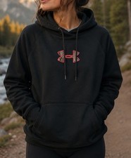 Under Armour Women's Cold Gear Hoodie Sz XL Gray Realtree Camo Logo Pink Outdoor