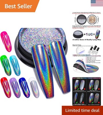 Holographic Nail Polishing Powder Fine Rainbow Holo Unicorn Mirror Laser Effe...