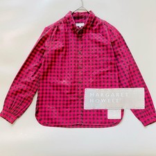 Margaret Howell Long Sleeve Gingham Cotton Shirt M Red Check Top