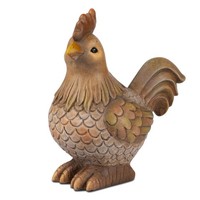 Dekofigur Hahn H. 19Cm Creme Braun Aus Kunststein Formano F26