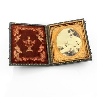 Civil War Era Ambrotype Photo Artillery Soldier Union Style Frame #X1005