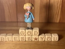 Vintage 2009 DECOR Block PLAQUE BY SUZI - Girl - God Bless You - 3.5” x 5.5”