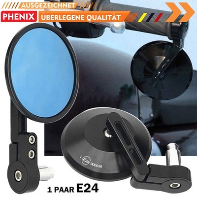 2X Universal Motorrad Seitenspiegel Blau Glas Rückspiegel Rund Spiegel E-geprüft