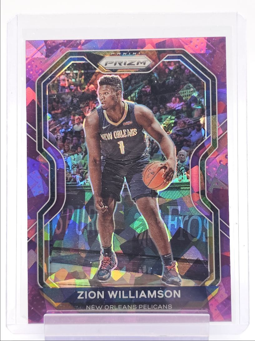 ZION WILLIAMSON 2020-21 PRIZM NBA PURPLE CRACKED ICE PELICANS /175 Q5700