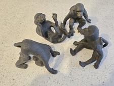 Monkey Set Cast Iorn Vintage Set of 4 Heavy Metal 4" Paper Weight Decor 