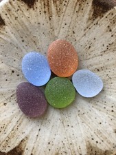 Beautiful rare color sea glass 5pcs, surf tumbled, weathered, beach glass, 15