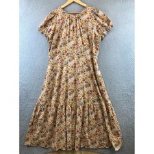 Madewell Puff-Sleeve Open-Back Midi Dress in Flora Field 16W