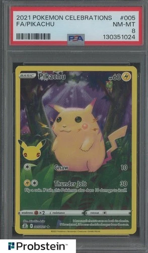 Auction #1 2021 Pokemon Celebrations #005 FA Pikachu PSA 8 NM-MT