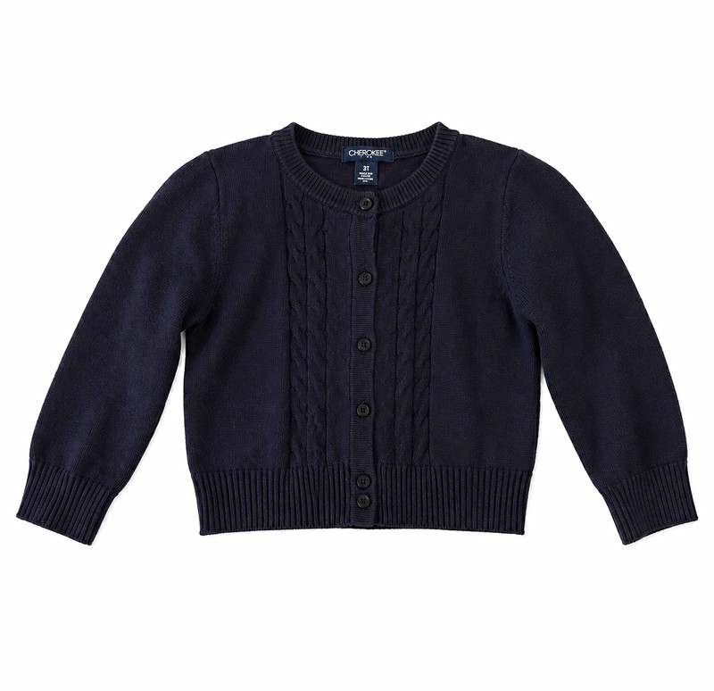 Girls Chaps Navy Blue Cable Knit Button Front Cardigan Sweater Size 6X