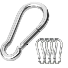 Heavy-Duty Stainless Steel Carabiner Clips - 5PCS, 600 lbs, Locking Hook