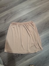 vassarette slip undergarment beige elastic waist short sheer side slit