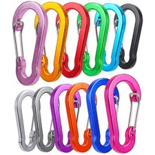 12x Mini Carabiner Clip Aluminum D-Ring Keychain Hooks Hiking Camping Fishing 2"