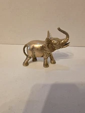 Brass Elephant Figurine Statue Trunk-up Vintage Decor