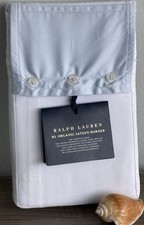 RALPH LAUREN 185 Organic Cotton Sateen Border ONE European Sham Light Blue NEW