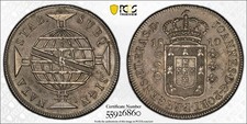 1810 R Brazil Silver 960 Reis PCGS AU 53