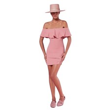 Reformation Dress S Banana Ribbed Off Shoulder In Pink