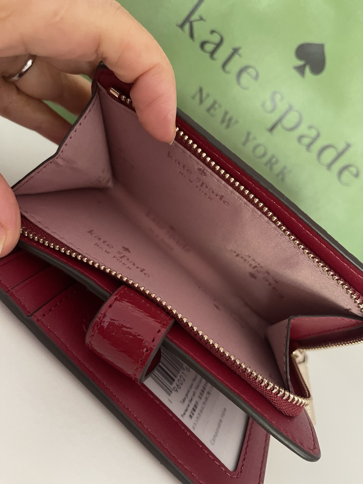 NWT KATE SPADE Madison Medium Compact Bifold Wallet In Red Jam