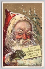 Postcard Vintage Large Santa a Jolly Old Fashioned Christmas by Julius Bien