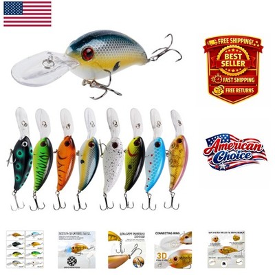Ultimate 8-Piece Fishing Lure Set - Realistic Deep Diving Crankbaits for Bass