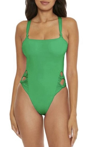 BECCA Baja Mar Bandeau One Piece Swimsuit in Verde Green Small $138 Bathing Suit