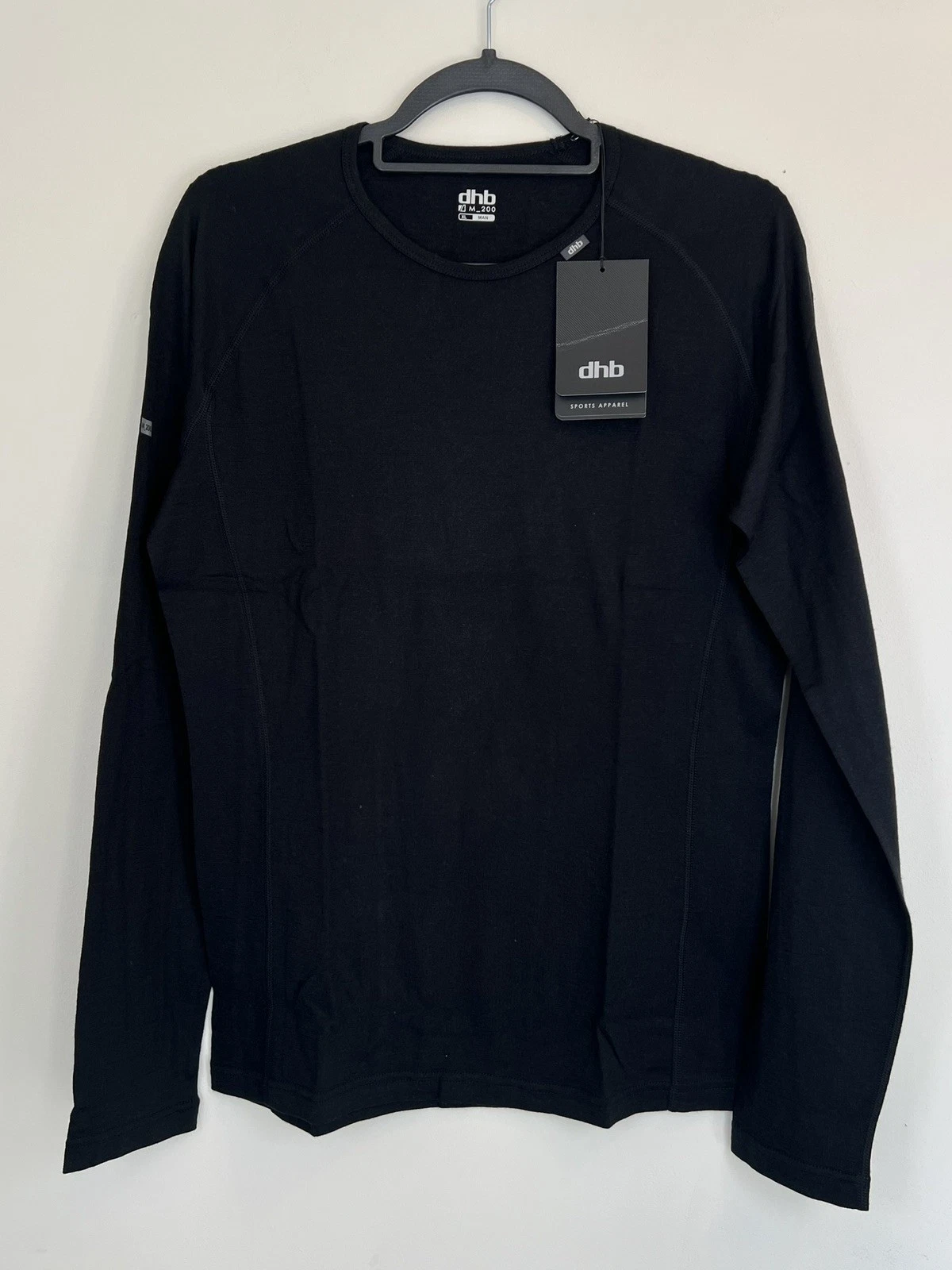 DHB Men’s 100% Merino Wool Long Sleeve Base Layer Cycling Dark Grey XL New