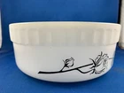 Crown Pyrex Black Rose Souffle Milk Glass Oven Dish Vintage 1960s (LS)
