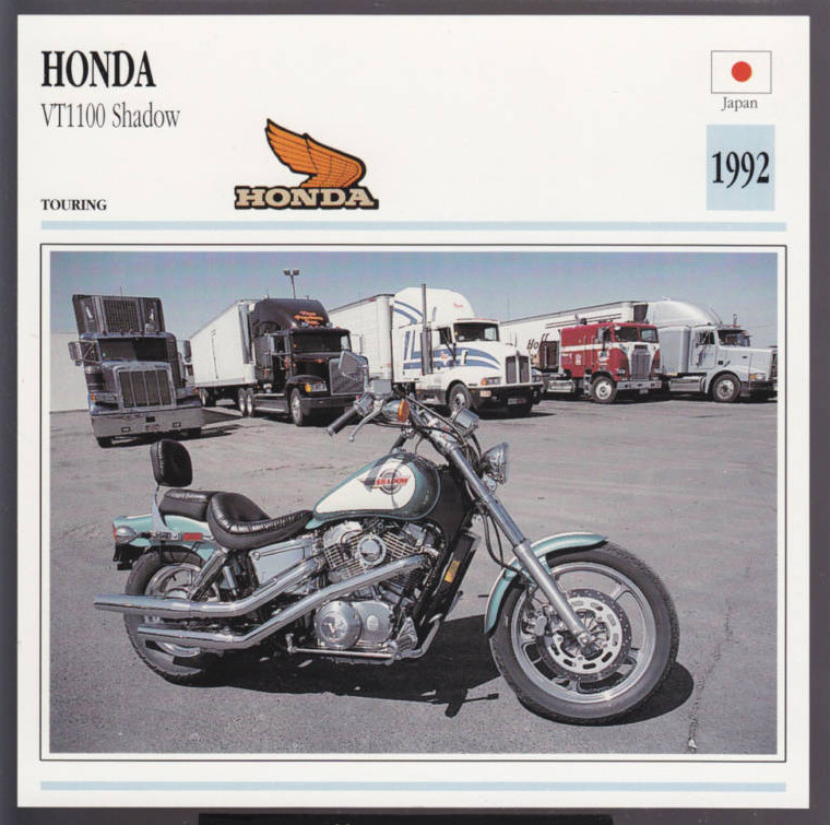 HONDA SHADOW VT1100 ホンダ オートバイバイクカタログ レトロ 1992 Honda VT1100 Shadow (1099cc) Japan Bike Motorcycle Photo Spec