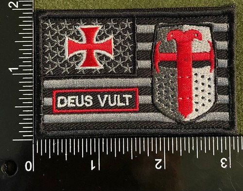 Templar Knight Crusader Holy Shield Jerusalem Christian Cross Hook Loop Patch - Picture 15 of 50