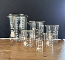 6pc Karter Scientific Glass Beakers 1000ml, 500ml, 250ml, 100ml, 50ml, 10ml