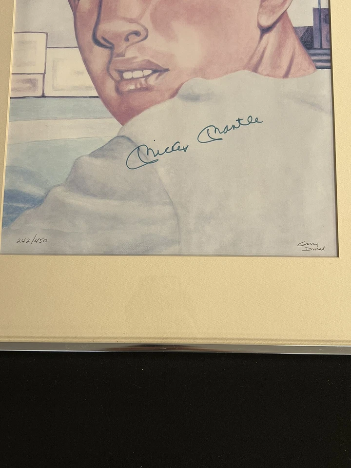 1953 Topps Signed Mickey Mantle 16x20 Lithograph By Gerry Dvorak #242/450 JSA - Image 3 of 4