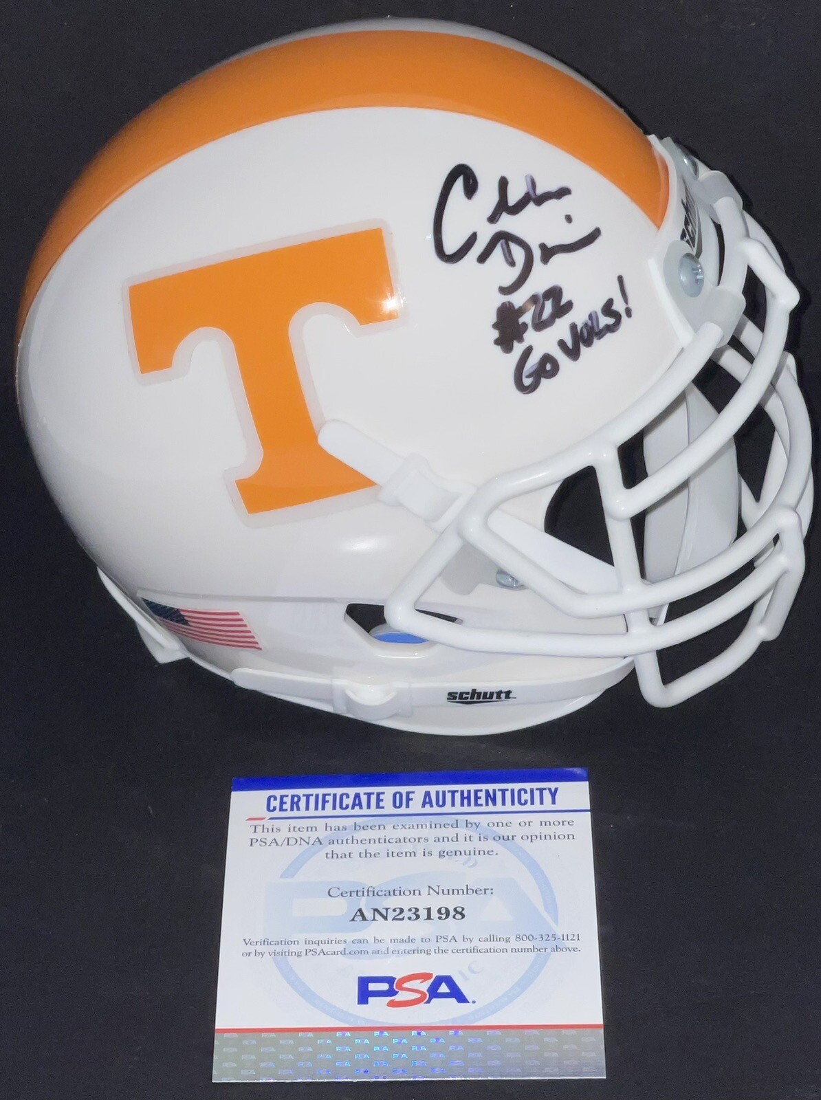 Charles Davis Signed Autographed Tennessee Volunteers Mini Helmet PSA/DNA 