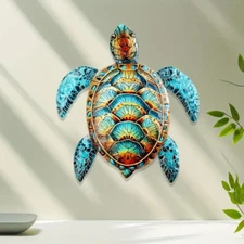 🐢 NEW! Colorful Metal Sea Turtle Beach Theme Wall Art Home Decoration Ocean 🐢