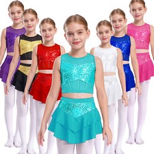Kids Girls Gymnastics Ballet Cheerleading Leotard Jumpsuit Dancewear Costume