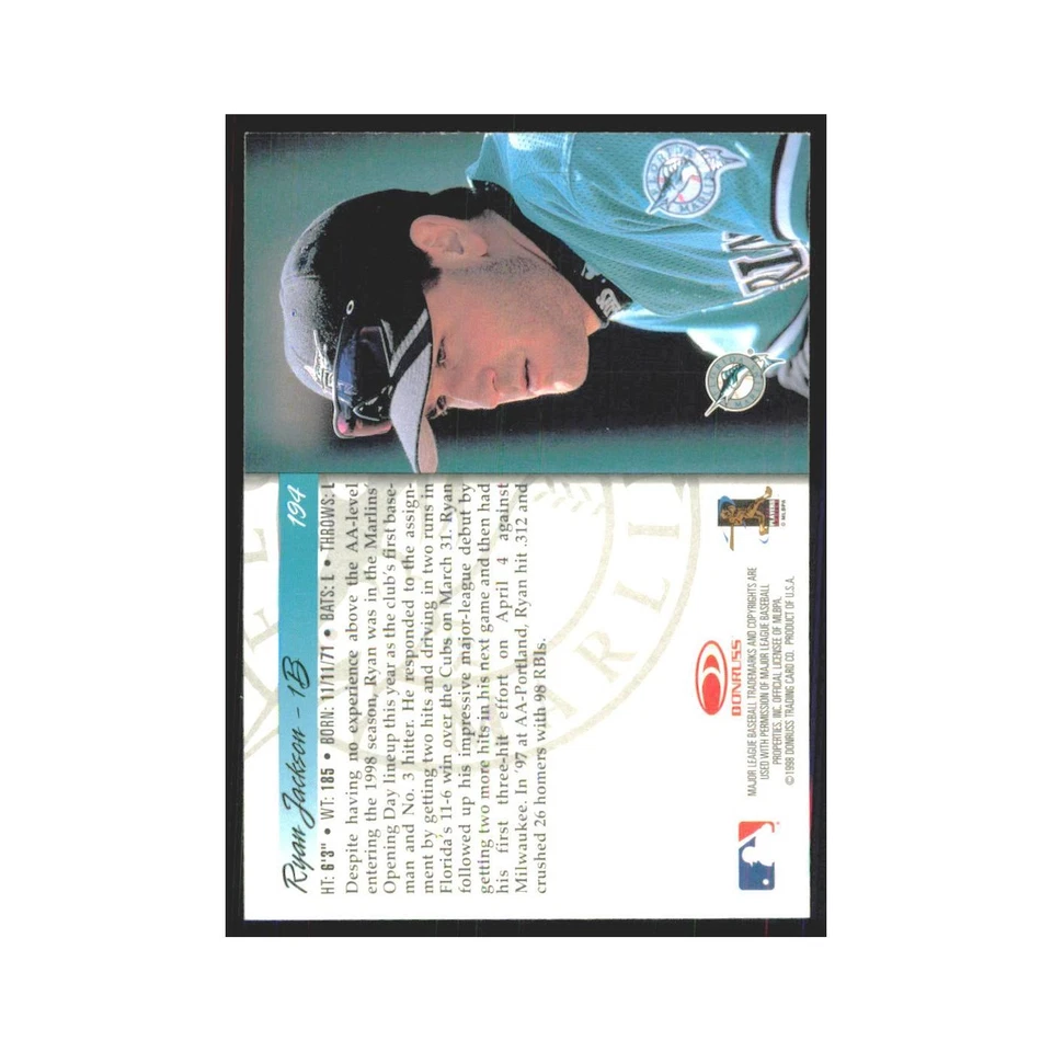 1998 Donruss Ryan Jackson Florida Marlins #194 - Image 2 of 3