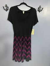 Sangria Sweater Dress NWT Black w/Purple Chevron Stripes Size L